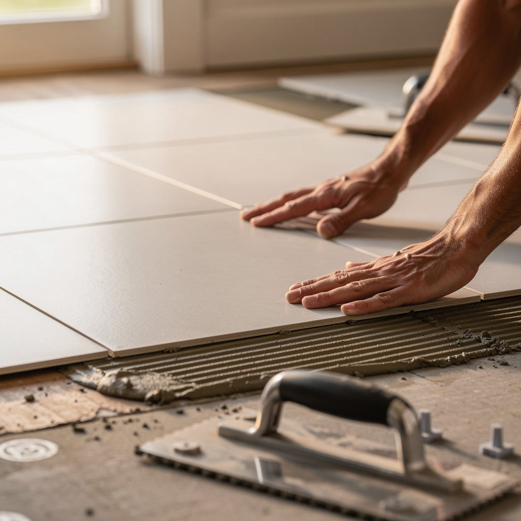 Jaramillo's Tile residential bathroom installation in Santa Barbara showcasing elegant tile work and craftsmanship